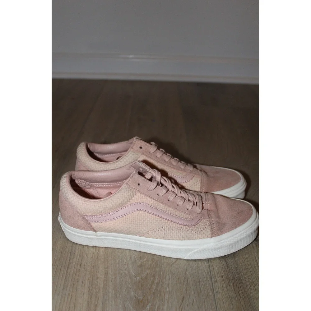 Vans Old Skool Pink Suede Woven Textile Low Top Sneakers Womens 7.5 Mens 6.0‎